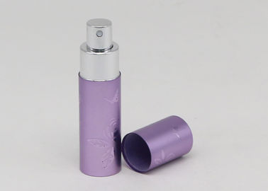 Metal púrpura 15ml Mini Perfume Atomiser With Embossed Logo Oxidation Aluminum Case