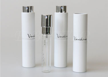Torsión blanca de lujo y spritz la botella de aluminio del espray de perfume del atomizador 10ml con el logotipo de encargo